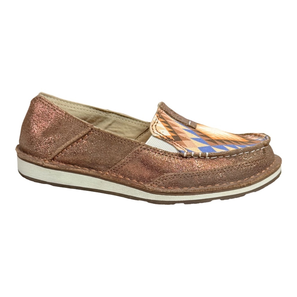 Ariat Crusier Metallic Bronze Aztec Women Southwestern Moccasin Blanket Shoe EUC
